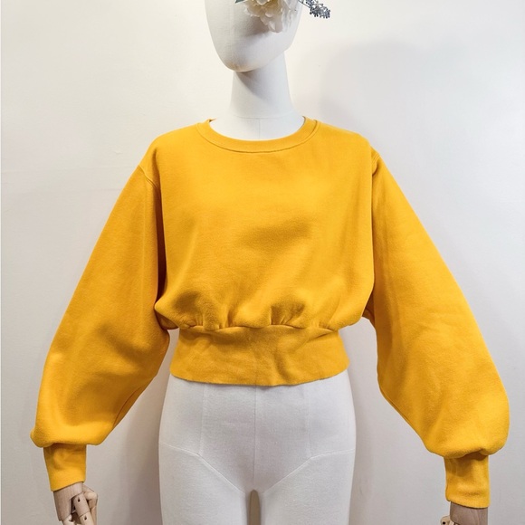 TNA Tops - Aritzia TNA Yellow Cropped Sweatshirt (Thick cotton version)
